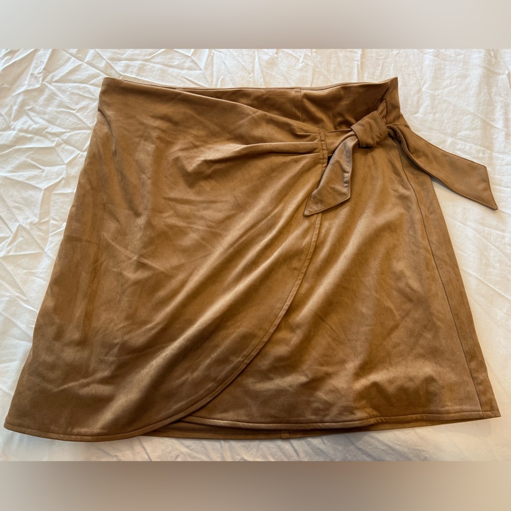 LOFT Suede Brown Wrap Skirt NWT
